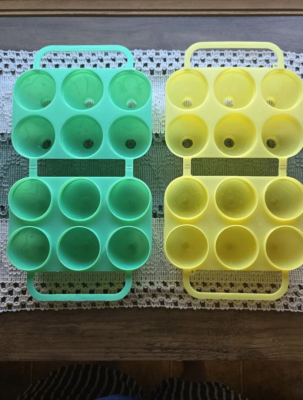 Vintage JELL-O Jigglers Easter Egg Molds Inner Design Jade Green/Yellow Set Of 2
